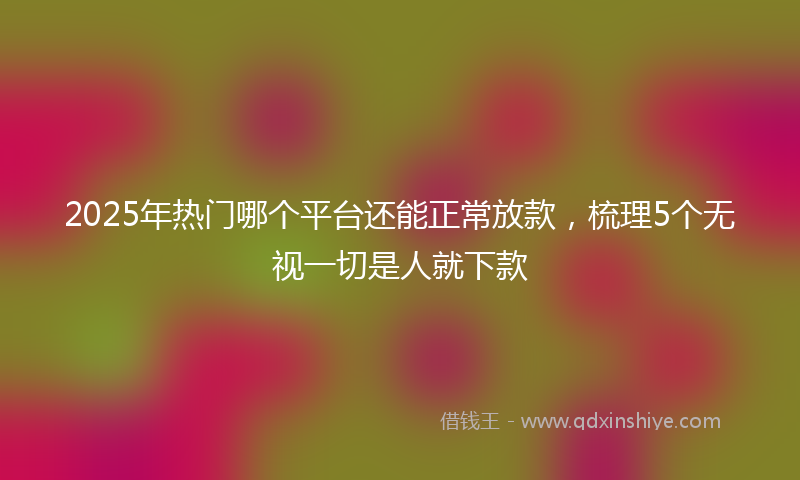 2025年热门哪个平台还能正常放款，梳理5个无视一切是人就下款