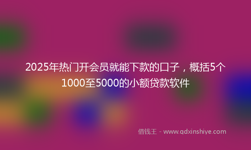 2025年热门开会员就能下款的口子，概括5个1000至5000的小额贷款软件