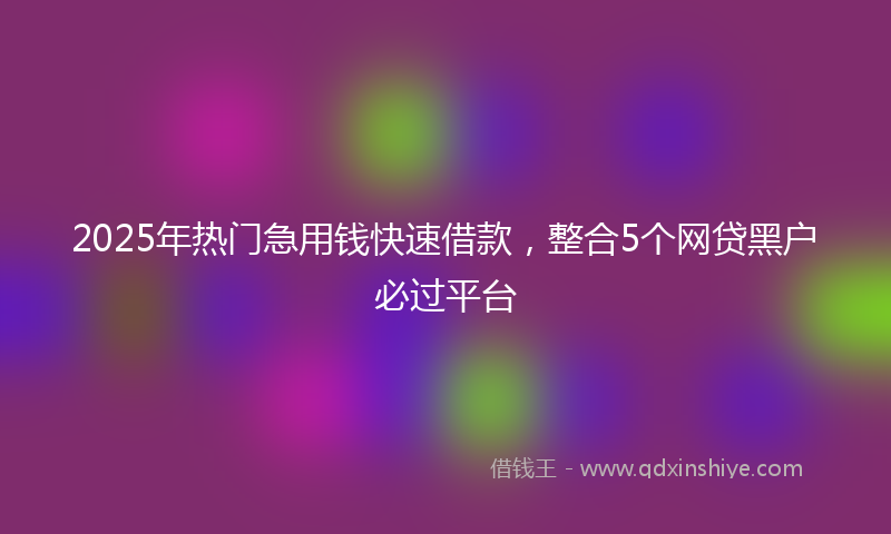 2025年热门急用钱快速借款，整合5个网贷黑户必过平台