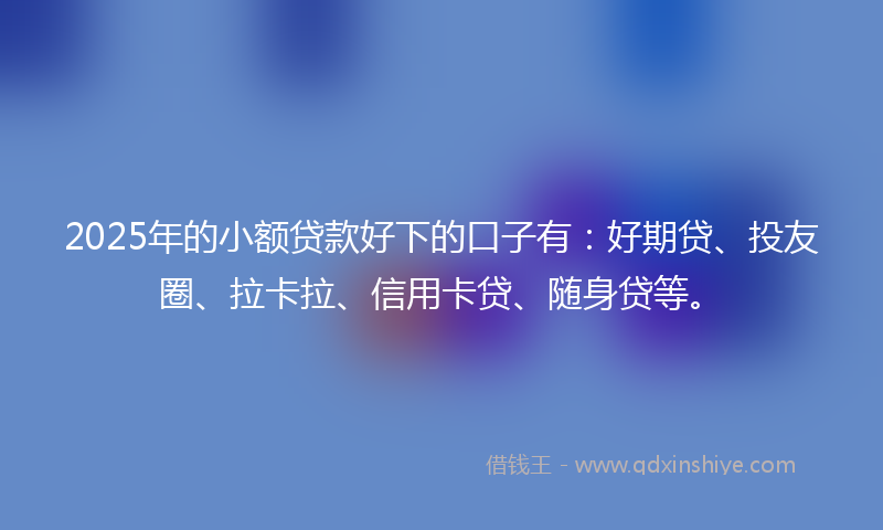 2025年的小额贷款好下的口子有：好期贷、投友圈、拉卡拉、信用卡贷、随身贷等。