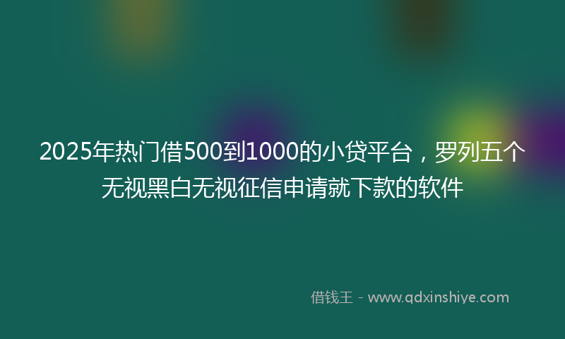 2025年热门借500到1000的小贷平台，罗列五个无视黑白无视征信申请就下款的软件