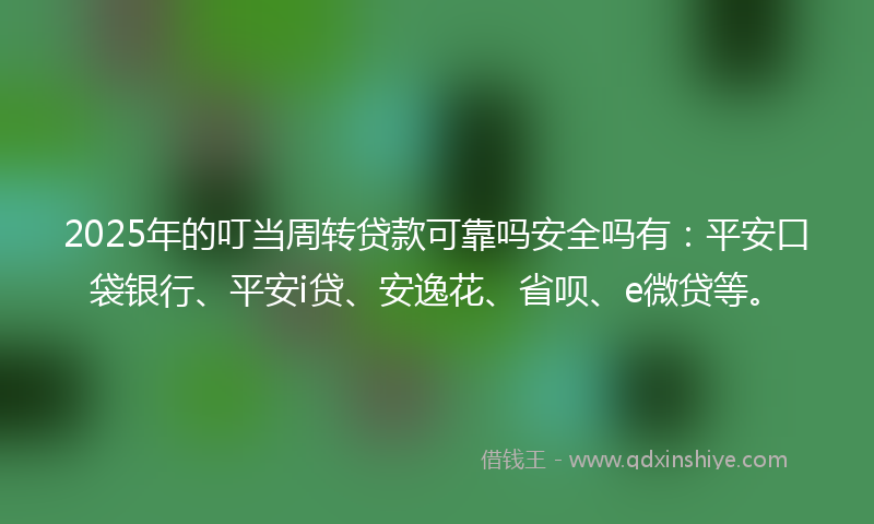 2025年的叮当周转贷款可靠吗安全吗有：平安口袋银行、平安i贷、安逸花、省呗、e微贷等。