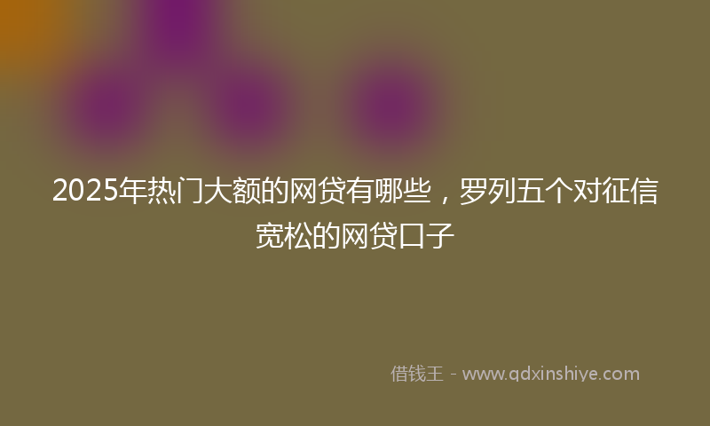 2025年热门大额的网贷有哪些，罗列五个对征信宽松的网贷口子