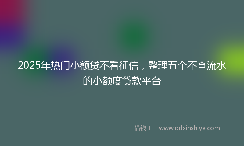 2025年热门小额贷不看征信，整理五个不查流水的小额度贷款平台