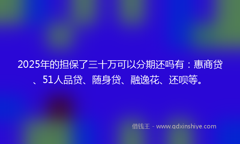2025年的担保了三十万可以分期还吗有：惠商贷、51人品贷、随身贷、融逸花、还呗等。