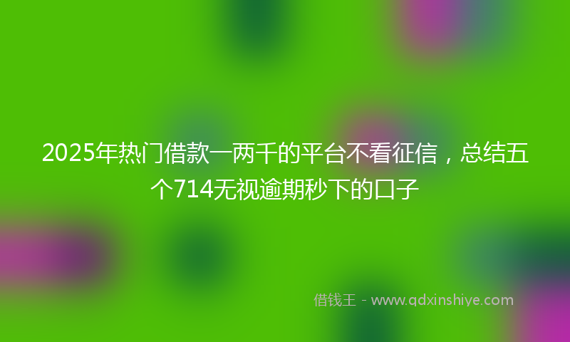 2025年热门借款一两千的平台不看征信，总结五个714无视逾期秒下的口子