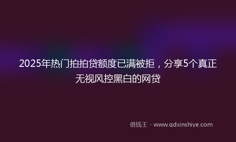 2025年热门拍拍贷额度已满被拒，分享5个真正无视风控黑白的网贷