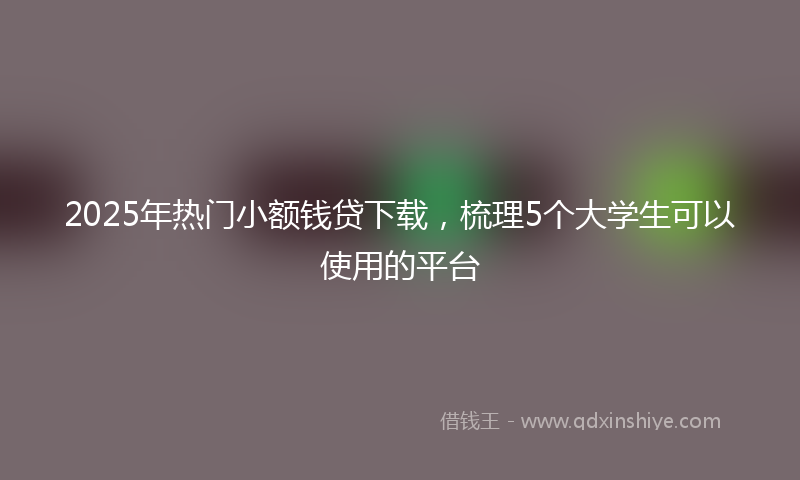 2025年热门小额钱贷下载，梳理5个大学生可以使用的平台