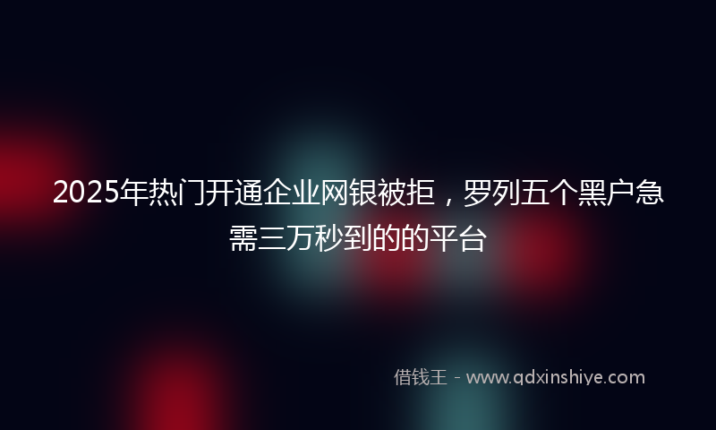 2025年热门开通企业网银被拒，罗列五个黑户急需三万秒到的的平台