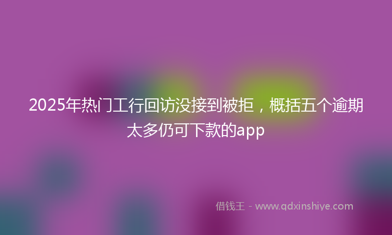 2025年热门工行回访没接到被拒，概括五个逾期太多仍可下款的app