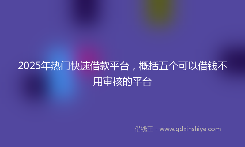 2025年热门快速借款平台，概括五个可以借钱不用审核的平台