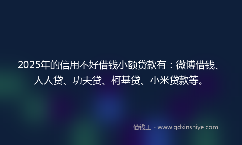 2025年的信用不好借钱小额贷款有：微博借钱、人人贷、功夫贷、柯基贷、小米贷款等。