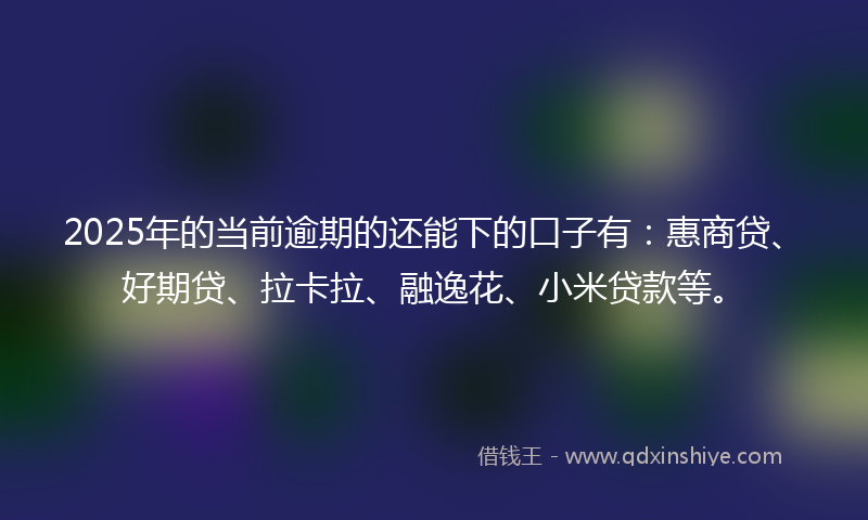 2025年的当前逾期的还能下的口子有：惠商贷、好期贷、拉卡拉、融逸花、小米贷款等。