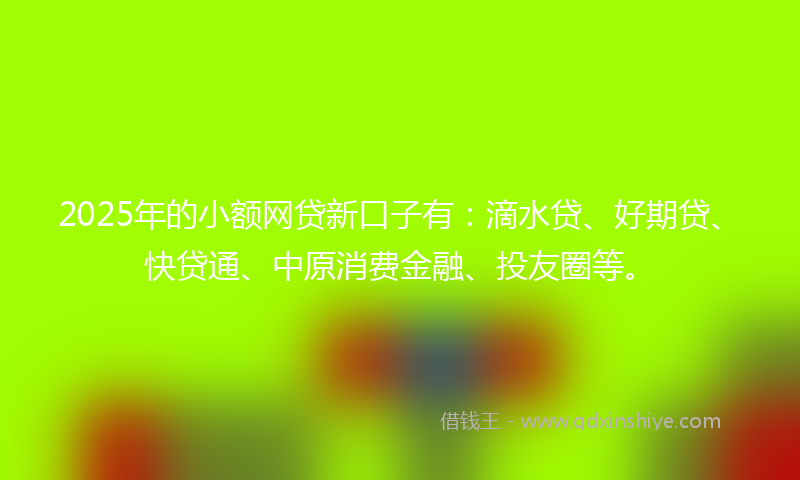 2025年的小额网贷新口子有：滴水贷、好期贷、快贷通、中原消费金融、投友圈等。