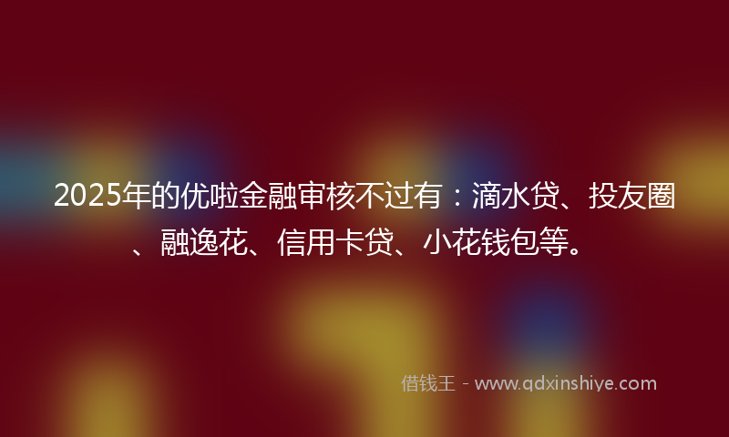 2025年的优啦金融审核不过有：滴水贷、投友圈、融逸花、信用卡贷、小花钱包等。