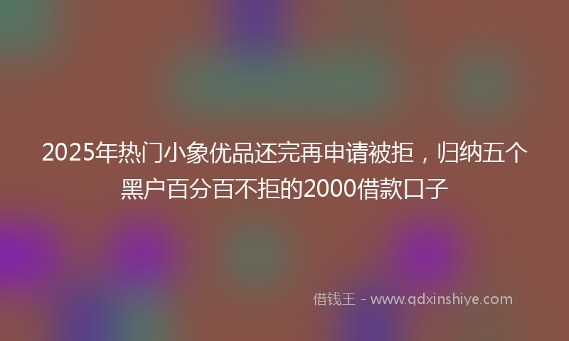 2025年热门小象优品还完再申请被拒，归纳五个黑户百分百不拒的2000借款口子