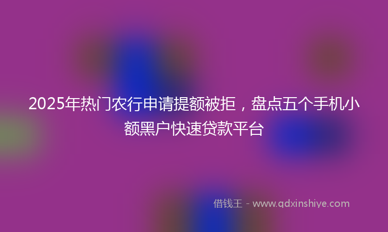2025年热门农行申请提额被拒，盘点五个手机小额黑户快速贷款平台