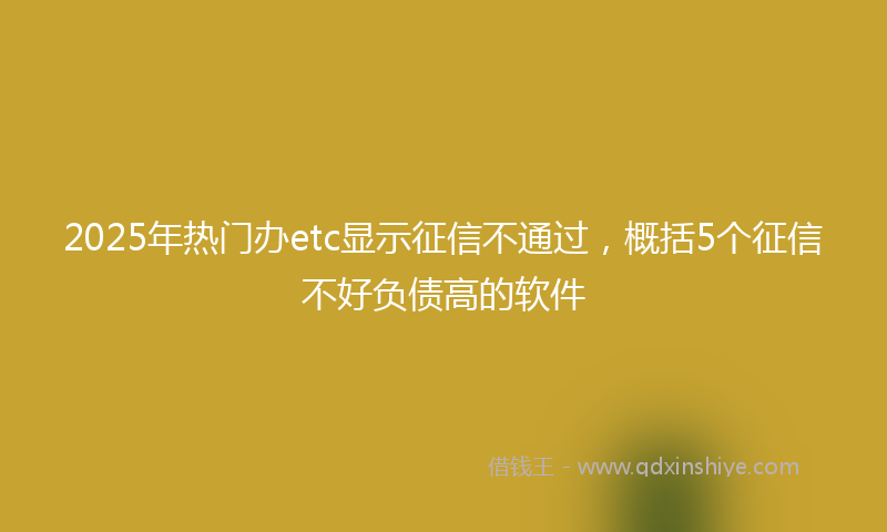 2025年热门办etc显示征信不通过，概括5个征信不好负债高的软件