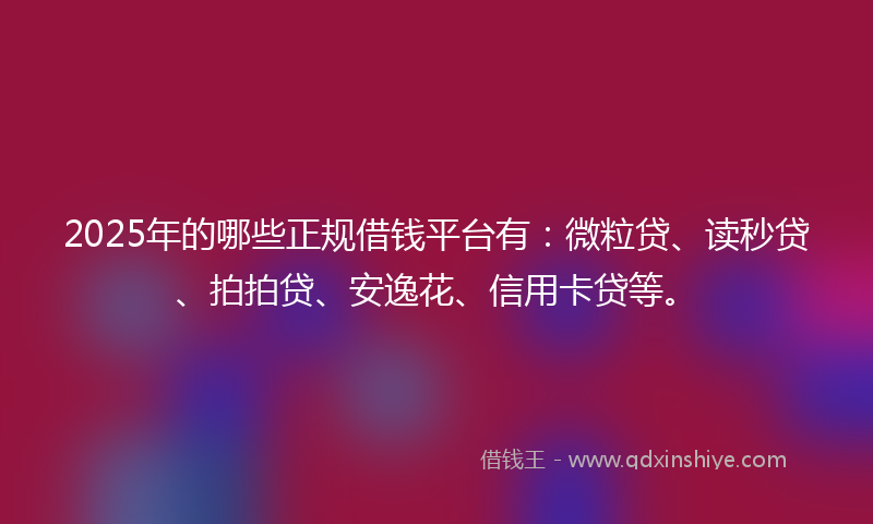 2025年的哪些正规借钱平台有：微粒贷、读秒贷、拍拍贷、安逸花、信用卡贷等。