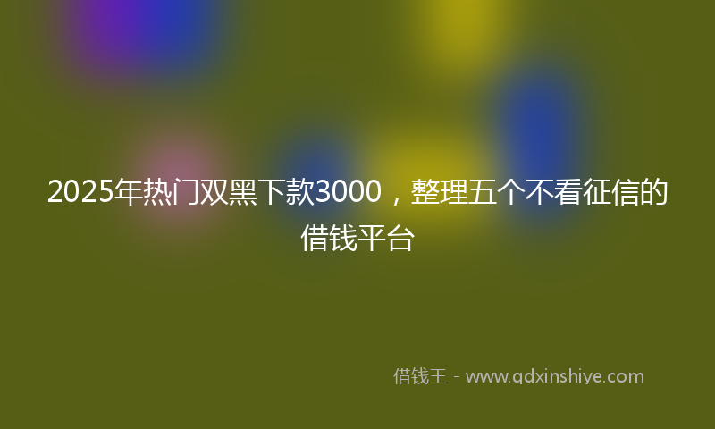 2025年热门双黑下款3000，整理五个不看征信的借钱平台