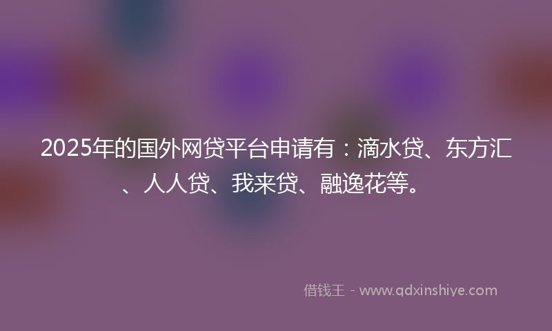 2025年的国外网贷平台申请有：滴水贷、东方汇、人人贷、我来贷、融逸花等。