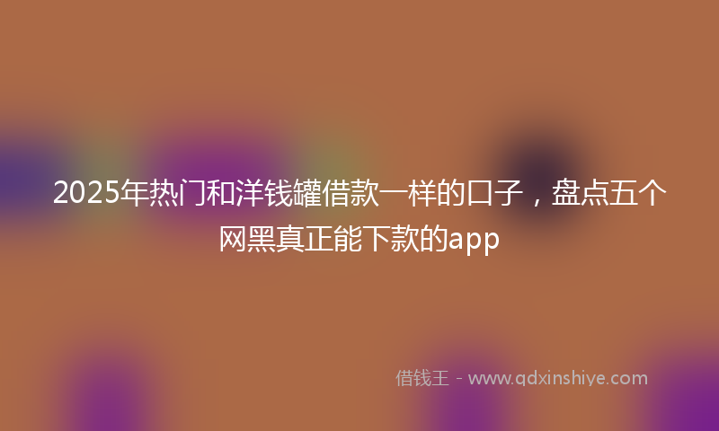 2025年热门和洋钱罐借款一样的口子，盘点五个网黑真正能下款的app