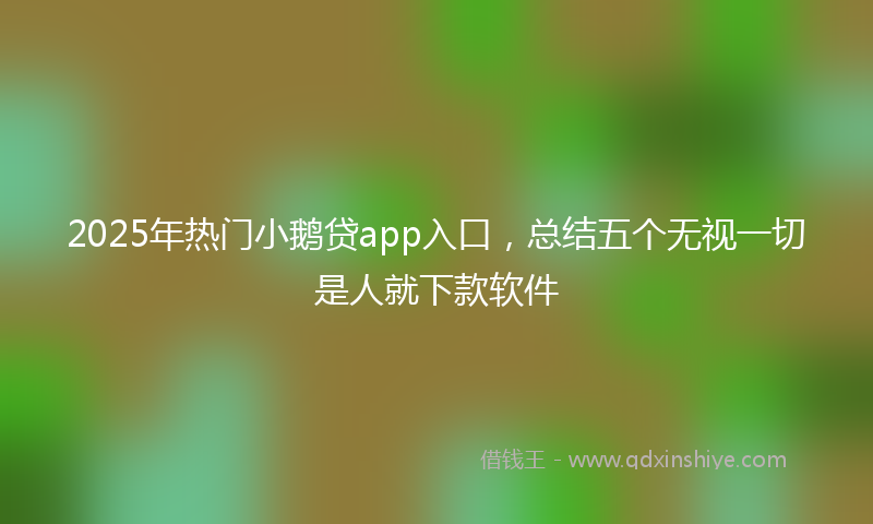 2025年热门小鹅贷app入口，总结五个无视一切是人就下款软件