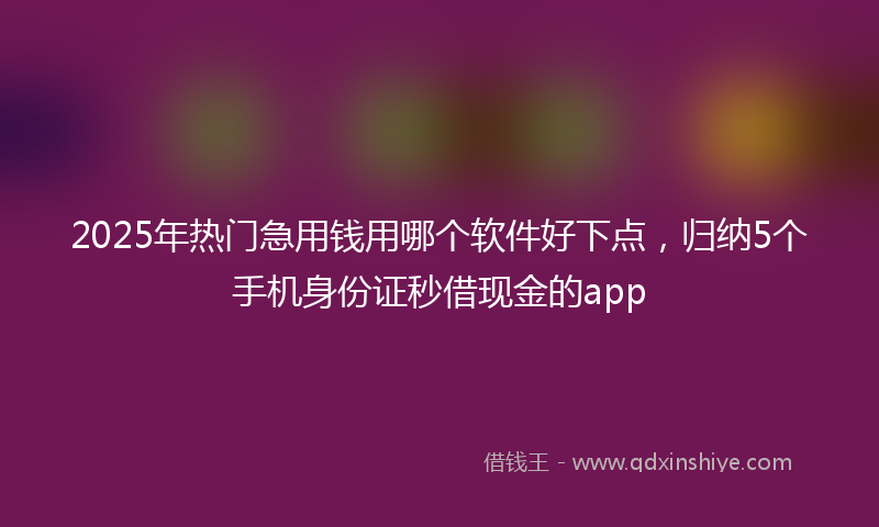 2025年热门急用钱用哪个软件好下点，归纳5个手机身份证秒借现金的app