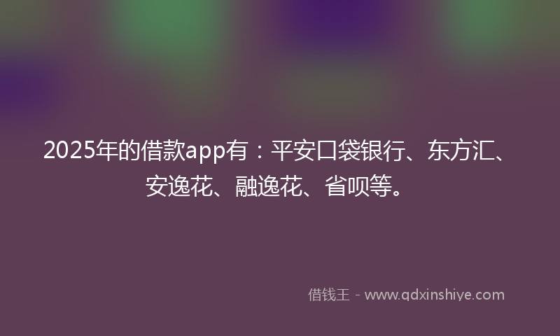 2025年的借款app有：平安口袋银行、东方汇、安逸花、融逸花、省呗等。