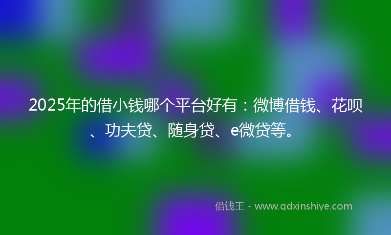 2025年的借小钱哪个平台好有：微博借钱、花呗、功夫贷、随身贷、e微贷等。