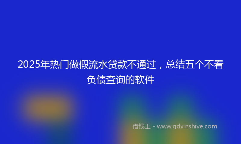 2025年热门做假流水贷款不通过，总结五个不看负债查询的软件
