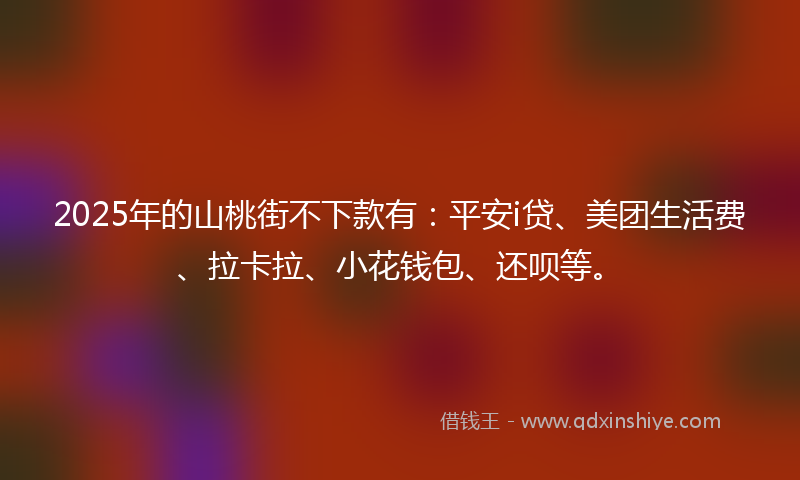 2025年的山桃街不下款有：平安i贷、美团生活费、拉卡拉、小花钱包、还呗等。