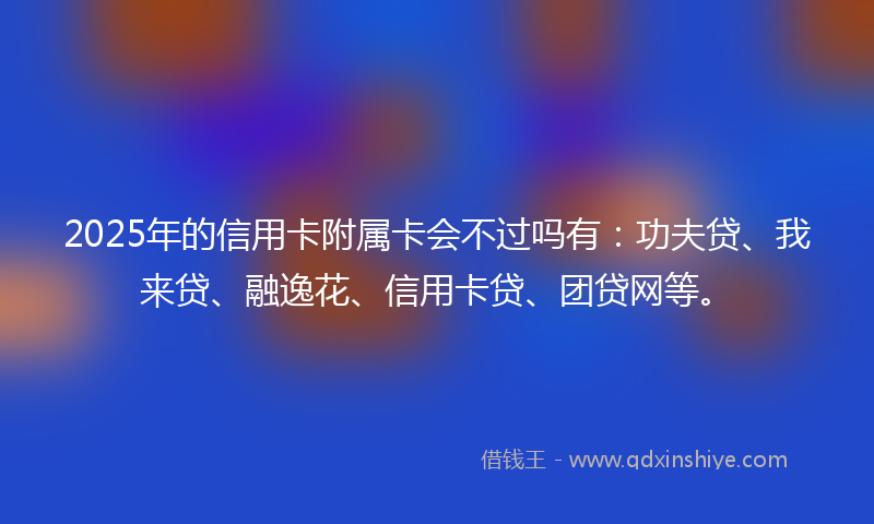 2025年的信用卡附属卡会不过吗有：功夫贷、我来贷、融逸花、信用卡贷、团贷网等。