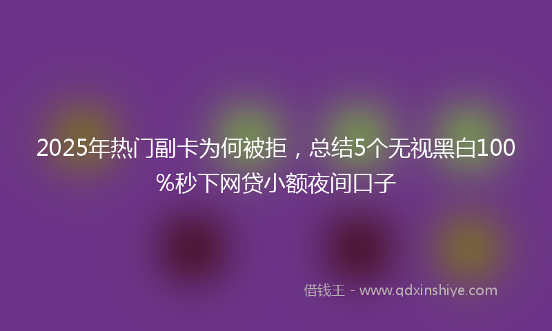 2025年热门副卡为何被拒，总结5个无视黑白100%秒下网贷小额夜间口子
