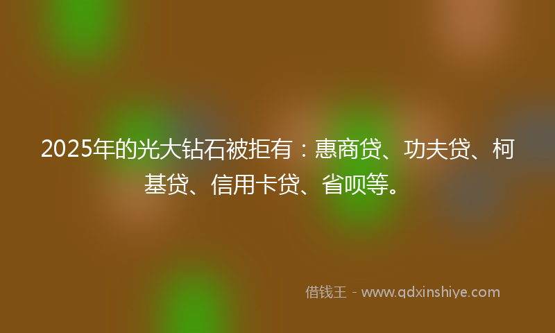 2025年的光大钻石被拒有：惠商贷、功夫贷、柯基贷、信用卡贷、省呗等。