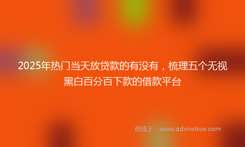 2025年热门当天放贷款的有没有，梳理五个无视黑白百分百下款的借款平台