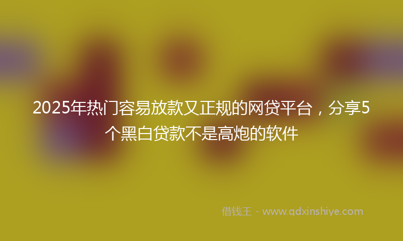 2025年热门容易放款又正规的网贷平台，分享5个黑白贷款不是高炮的软件