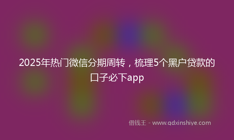 2025年热门微信分期周转，梳理5个黑户贷款的口子必下app