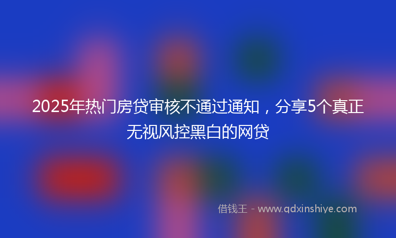 2025年热门房贷审核不通过通知，分享5个真正无视风控黑白的网贷