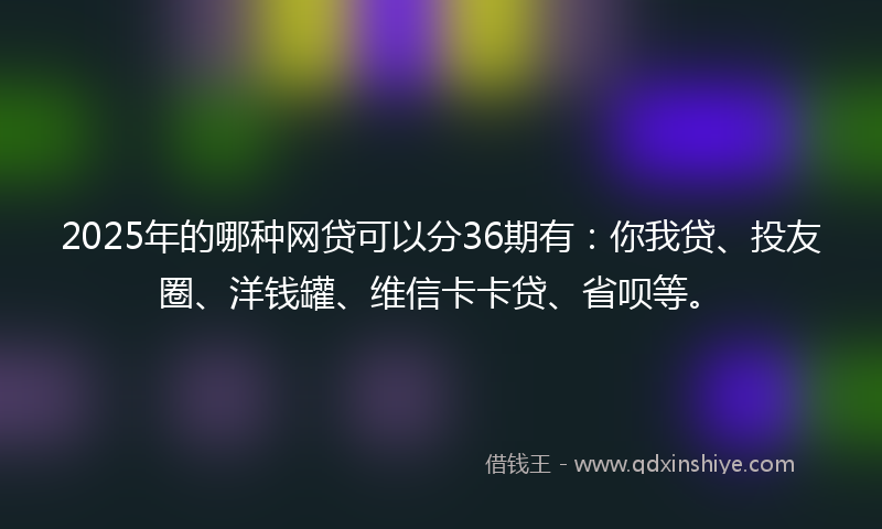 2025年的哪种网贷可以分36期有：你我贷、投友圈、洋钱罐、维信卡卡贷、省呗等。