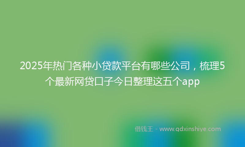 2025年热门各种小贷款平台有哪些公司，梳理5个最新网贷口子今日整理这五个app