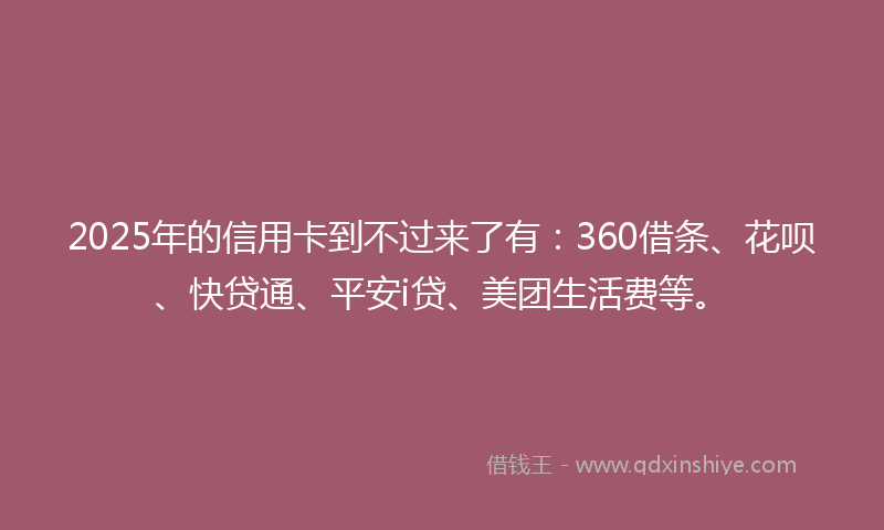2025年的信用卡到不过来了有：360借条、花呗、快贷通、平安i贷、美团生活费等。