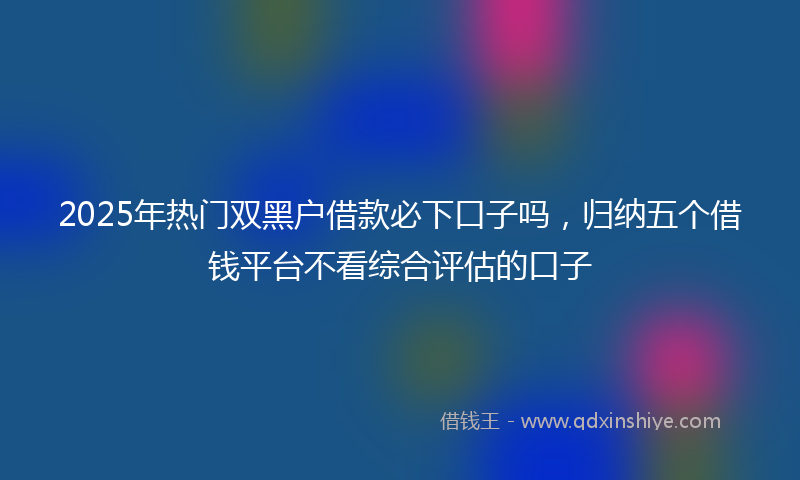 2025年热门双黑户借款必下口子吗，归纳五个借钱平台不看综合评估的口子