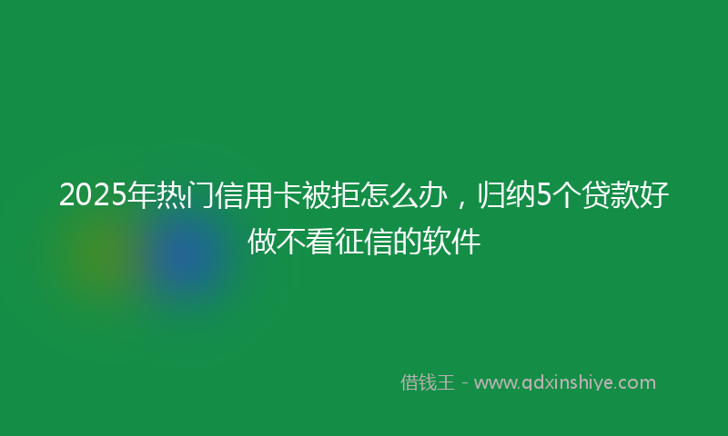 2025年热门信用卡被拒怎么办，归纳5个贷款好做不看征信的软件