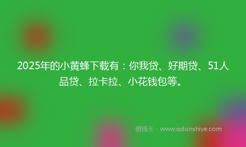 2025年的小黄蜂下载有：你我贷、好期贷、51人品贷、拉卡拉、小花钱包等。