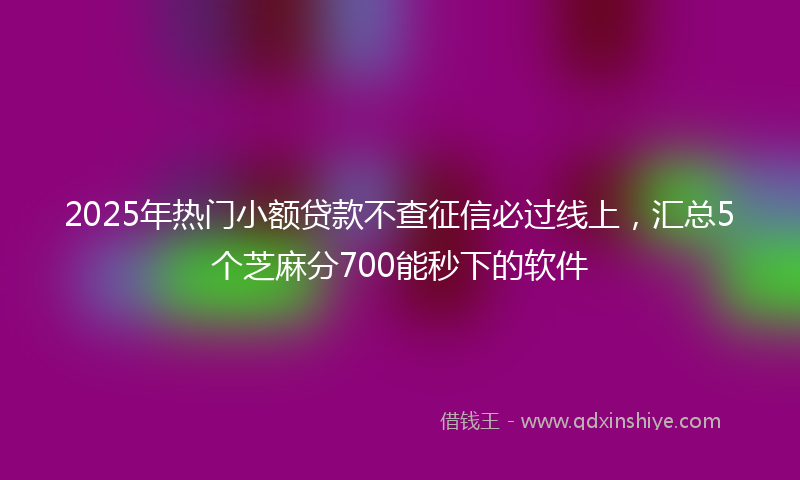 2025年热门小额贷款不查征信必过线上，汇总5个芝麻分700能秒下的软件