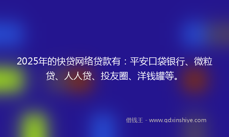 2025年的快贷网络贷款有：平安口袋银行、微粒贷、人人贷、投友圈、洋钱罐等。