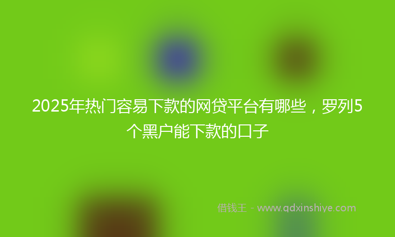 2025年热门容易下款的网贷平台有哪些，罗列5个黑户能下款的口子