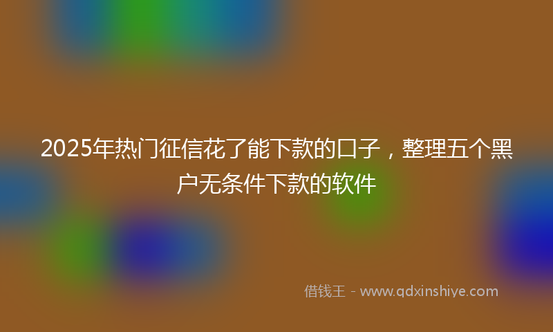 2025年热门征信花了能下款的口子，整理五个黑户无条件下款的软件