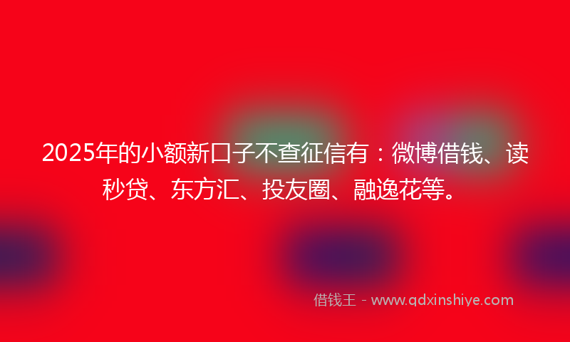 2025年的小额新口子不查征信有：微博借钱、读秒贷、东方汇、投友圈、融逸花等。